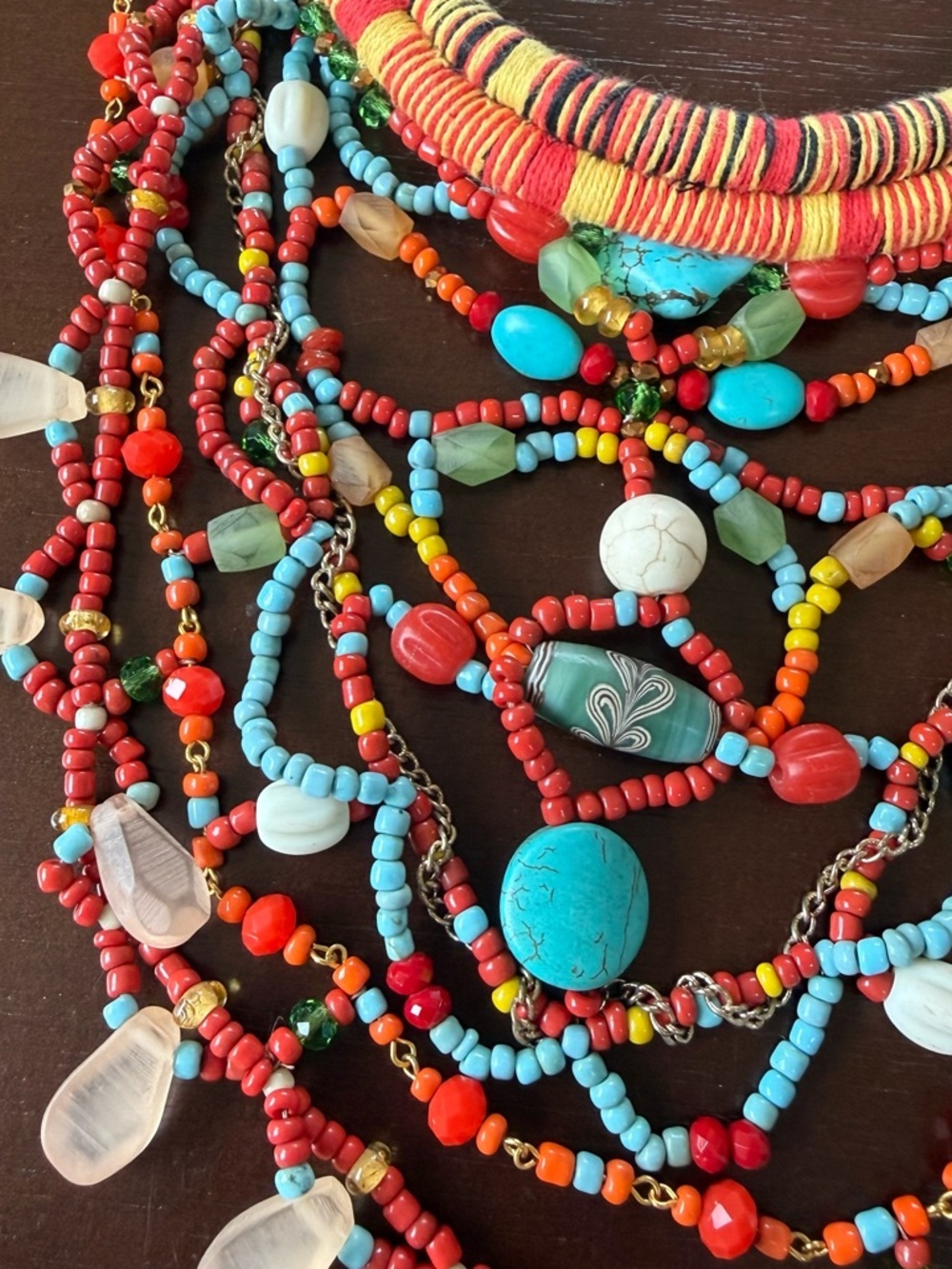 Maliparmi Multicolor Beaded Tassel Statement Necklace - Picture 2 of 3